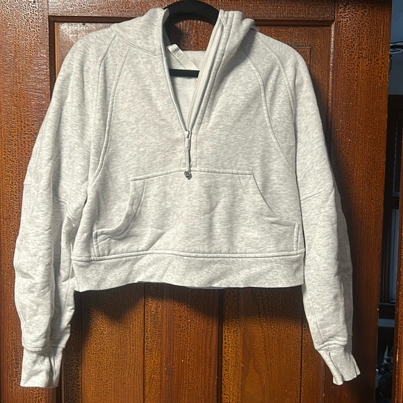 Tops - Heathered core light grey gray marl scuba oversized half zip hoodie xs/s